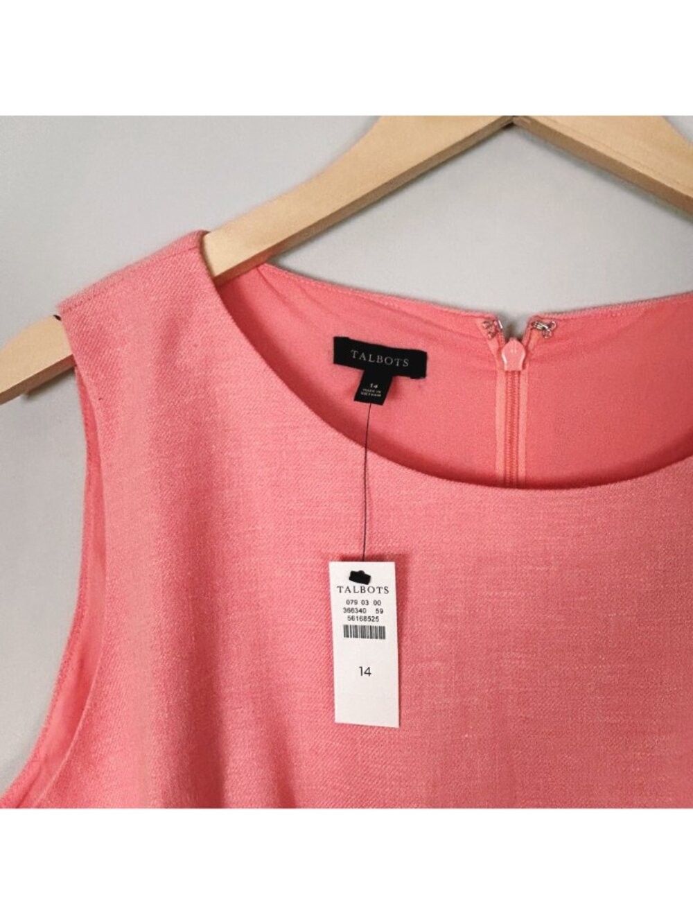 NEW Talbots Salmon Pink Shift Dress Front Tie Summer Linen Blend Size 14 Women's - Picture 4 of 4